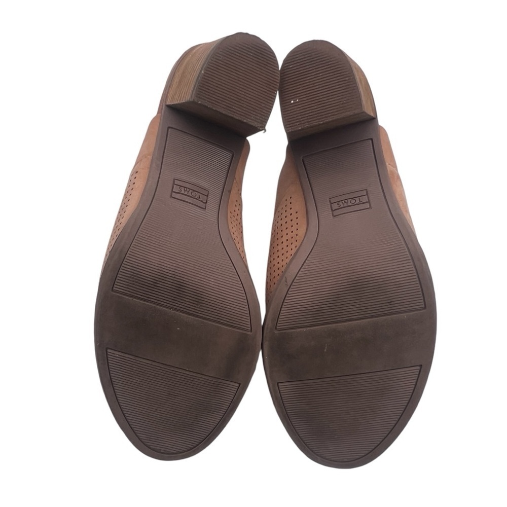 TOMS Brown Slip On Perforated Block Heel Mule Sandals Size 9.5 Women’s - Picture 8 of 8